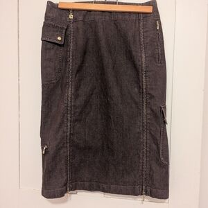 🟤 St. John Sport by Marie Gray Mocha Skirt size 8 cargo denim zippers pockets